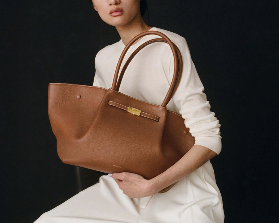 DeMellier London Women's The New York Tan Small Grain Ecru Stitching