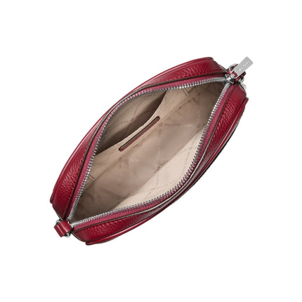 Michael Kors Women's Jet Set Travel Small Signature Logo Camera Crossbody Bag Maroon