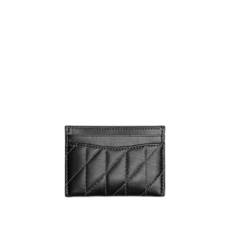 Coach Women's Essential Card Case With Pillow Quilting Pewter/Black