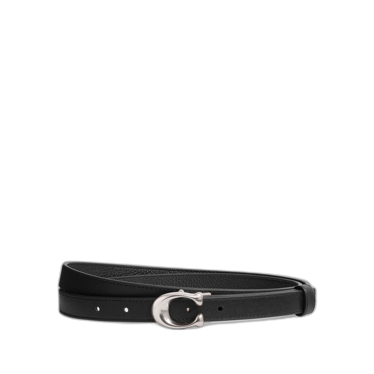 Coach Women's Sculpted Signature Buckle Reversible Belt, 20 Mm Silver/Black