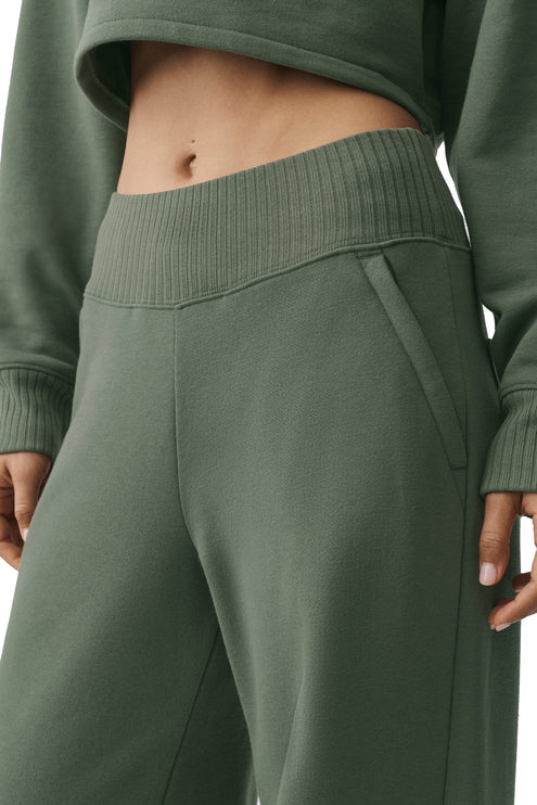 alo Women's Serenity Wide Leg Sweatpant Bamboo Green