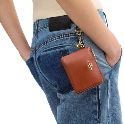 Coach Women's Small Corner Zip Wallet Gold/Cinnamon