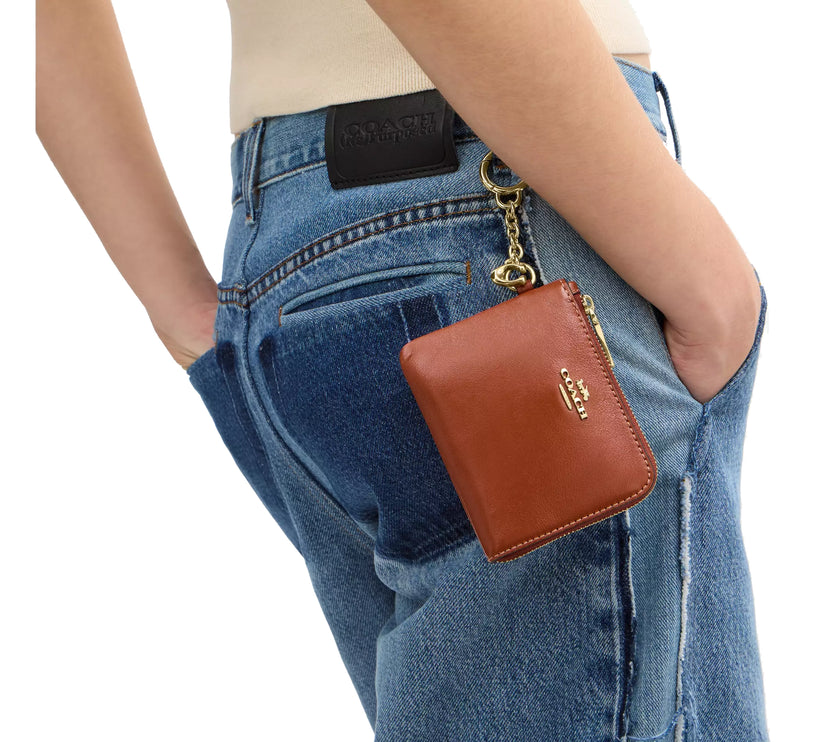 Coach Women's Small Corner Zip Wallet Gold/Cinnamon