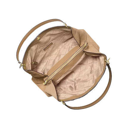 Michael Kors Women's Christina Large Suede Shoulder Bag Camel