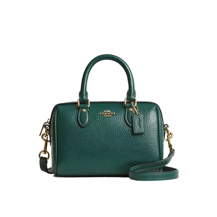 Coach Women's Mini Rowan Crossbody Bag Gold/Emerald