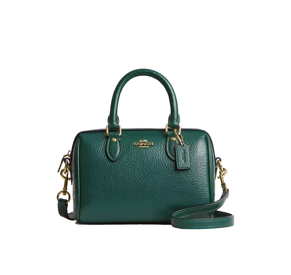 Coach Women's Mini Rowan Crossbody Bag Gold/Emerald