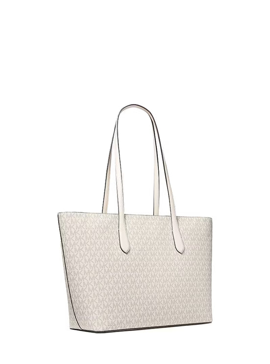 Michael Kors Women's Arden Large Signature Logo Tote Bag Light Cream Multi