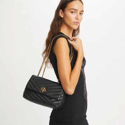 Tory Burch Women's Small Kira Chevron Convertible Shoulder Bag Black