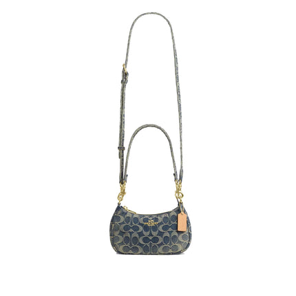 Coach Women's Teri Mini Crossbody Bag In Signature Regenerative Cotton Denim Gold/Denim