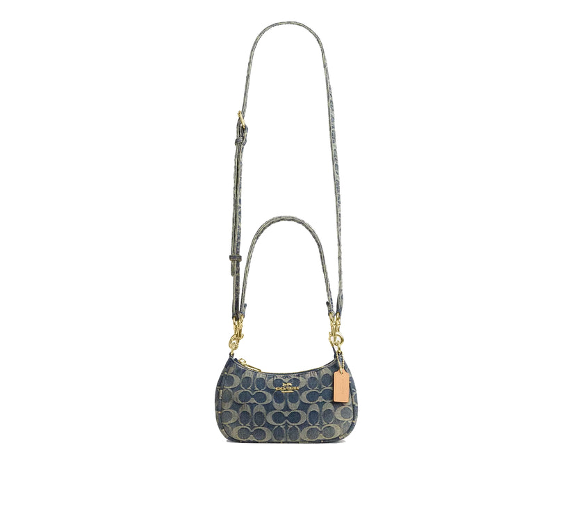 Coach Women's Teri Mini Crossbody Bag In Signature Regenerative Cotton Denim Gold/Denim