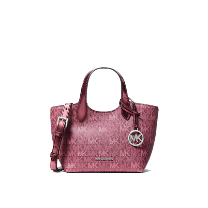 Michael Kors Women's Maya Extra-Small Metallic Signature Logo Crossbody Bag Maroon