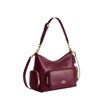 Coach Women's Laurel Shoulder Bag With Pockets Gold/Dark Cherry