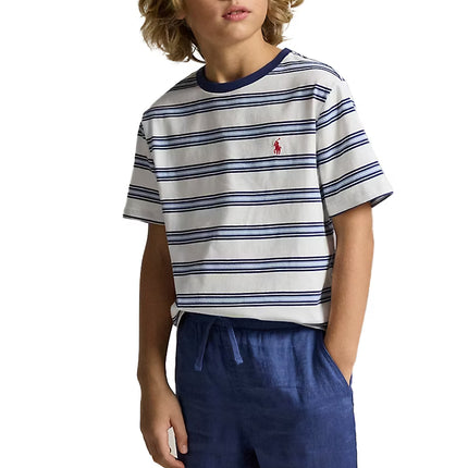 Polo Ralph Lauren Boy's Striped Cotton Jersey Tee Deckwash White Multi
