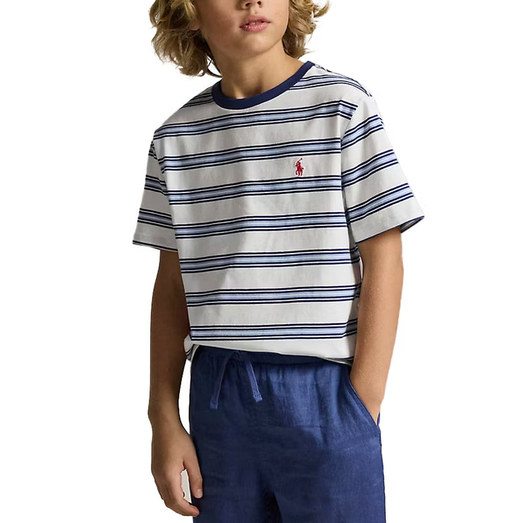 Polo Ralph Lauren Boy's Striped Cotton Jersey Tee Deckwash White Multi