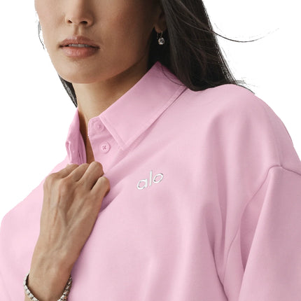 alo Women's Accolade Crew Neck Pullover Pink Marshmallow