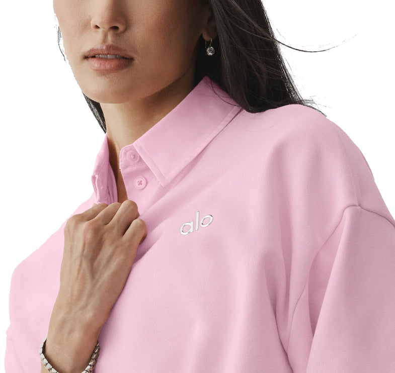 alo Women's Accolade Crew Neck Pullover Pink Marshmallow