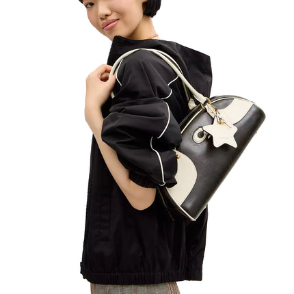 Coach Women's Bowling Shoulder Bag Black & White
