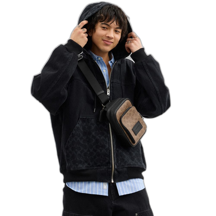 Coach Unisex Racer Sling Pack In Signature Canvas Qb/Tan/Black