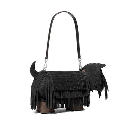 Michael Kors Women's Scottie Dog Small Suede Shoulder Bag Silver/Black