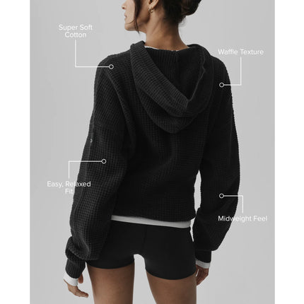 alo Women's Waffle Chenille Edition Hoodie Black