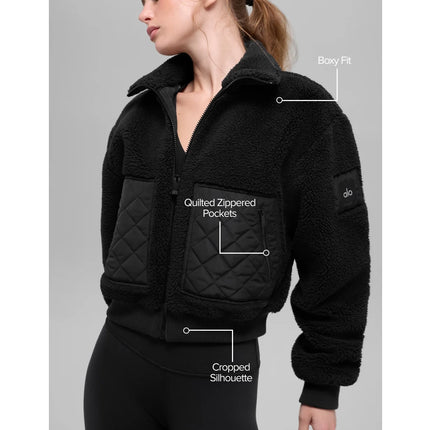 alo Women's Sherpa Edge Bomber Black