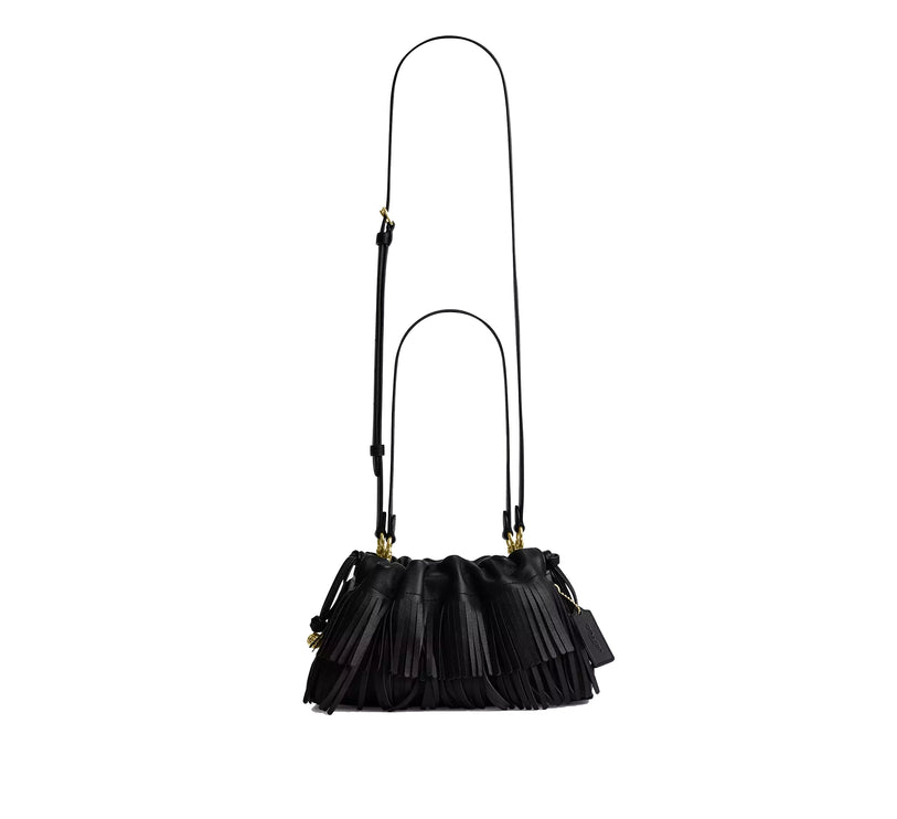 Coach Women's Faye Shoulder Bag With Fringe Gold/Black