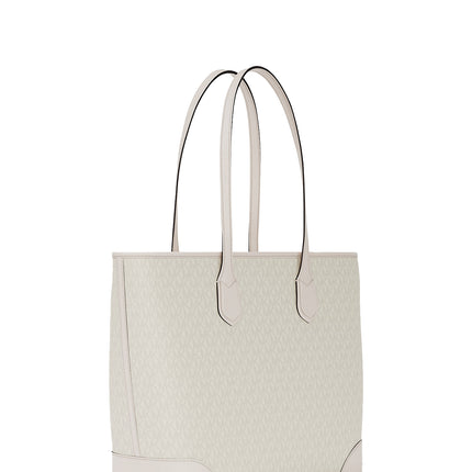 Michael Kors Women's Eva Large Signature Logo Tote Bag Light Cream Multi/Gold