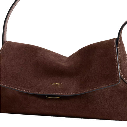 Coach Women's Chelsea Shoulder Bag 26 Suede/Brass/Dark Chocolate