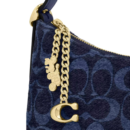 Coach Women's Emeilia Shoulder Bag In Signature Chenille Gold/Navy
