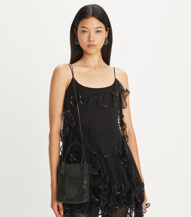 Tory Burch Women's Night Owl Crystal-Embellished Mini Tote Black