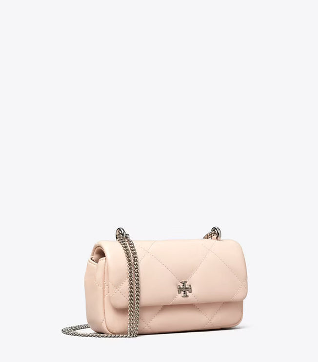 Tory Burch Women's Mini Kira Diamond Quilt Flap Bag Soft Pink