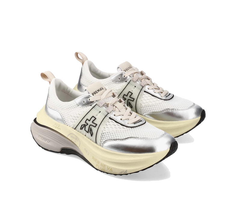 Premiata Women's Hill Sneakers White/Silver 7511