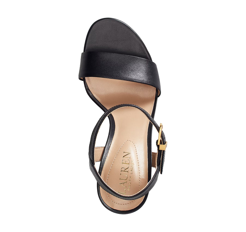 Polo Ralph Lauren Women's Gwen Burnished Leather Sandal Black