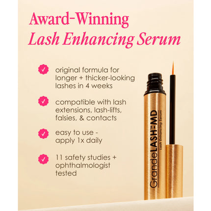 Grande Cosmetics GrandeLASH-MD Lash Enhancing Serum Mini Size 0.05 oz/1.5 mL