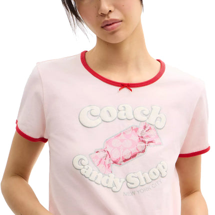 Coach Women's Candy Shop Scoop Neck T-Shirt Pink/Multi
