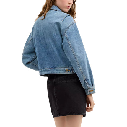 COACH Women's Zip Denim Cropped Jacket Cold Spring