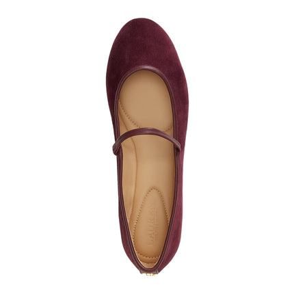 Polo Ralph Lauren Women's Jayna Nappa-Trim Suede Mary Jane Flat Dark Garnet