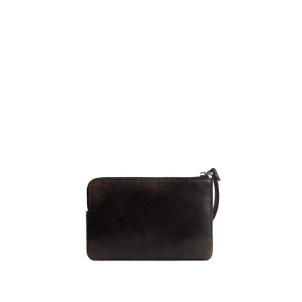 Coach Women's Corner Zip Wristlet In Loved Leather Silver/Black Brown