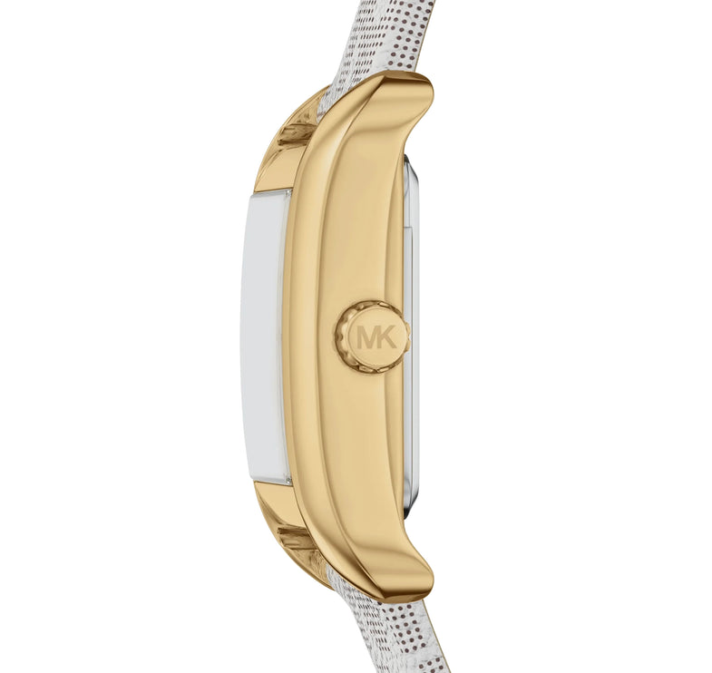 Michael Kors Women's Mini Monroe Gold-Tone and Logo Strap Watch Gold