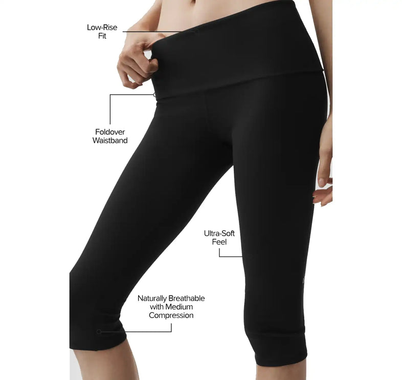 alo Women's ALO Softsculpt Low-Rise Foldover Capri Black