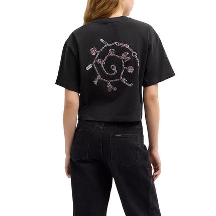 Coach Women's Charms Cropped T-Shirt In Organic Cotton Washed Black