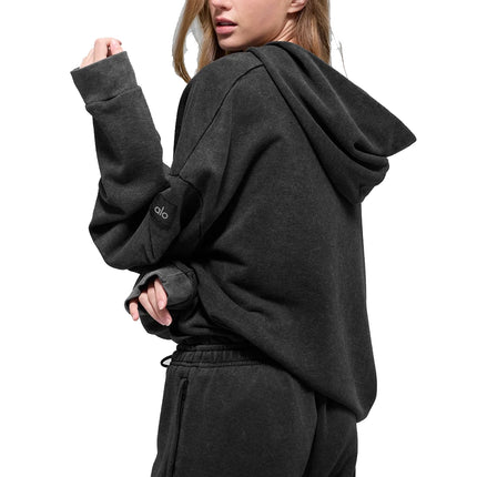 alo Women's Chill Vintage Wash Hoodie Black Wash
