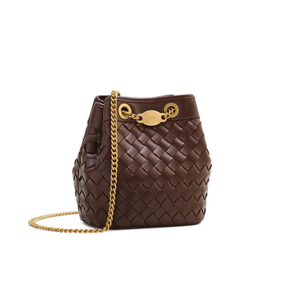 JW PEI Women's Yara Hand Woven Bucket Bag Dark Brown