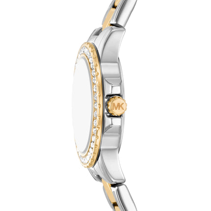 Michael Kors Women's Petite Everest Two-Tone Watch and Pavé Bangle Jewelry Gift Set Two Tone MKO9032SET