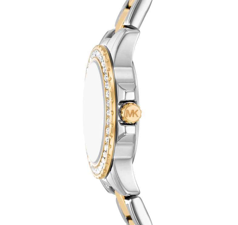 Michael Kors Women's Petite Everest Two-Tone Watch and Pavé Bangle Jewelry Gift Set Two Tone MKO9032SET