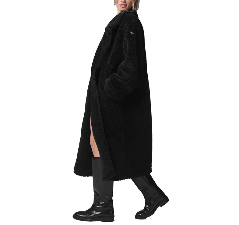 alo Women's Oversized Sherpa Trench Black