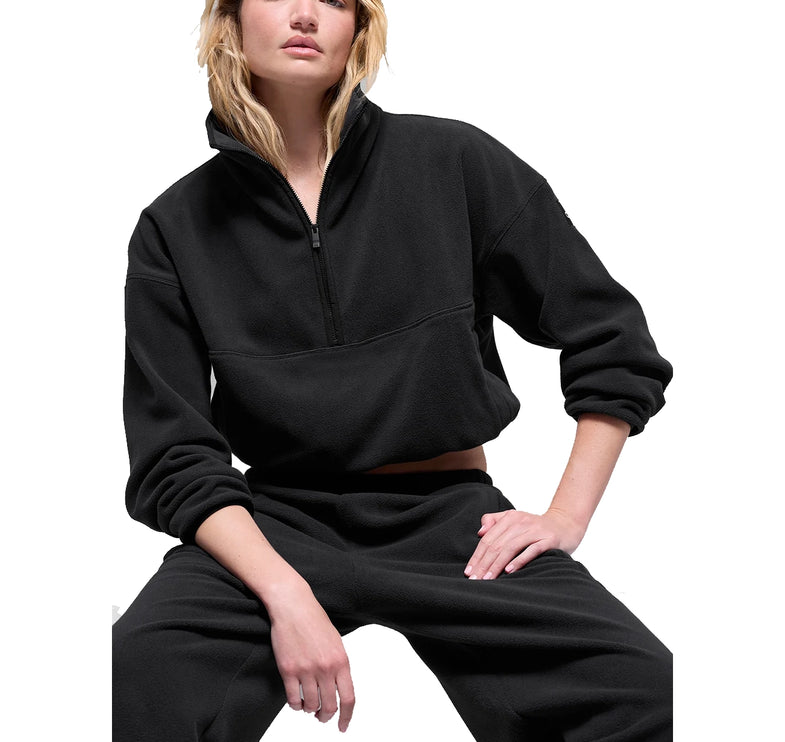 alo Women's Polar Fleece Retreat Cover Up Black