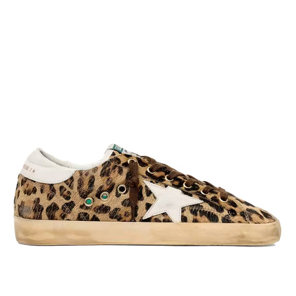 Golden Goose Women's Super-Star in Leopard Print Pony Skin with Leather Star
