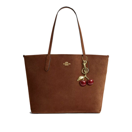 Coach Women's City Tote Bag Suede/Gold/Warm Brown