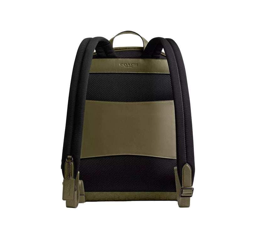 Coach Unisex Theo Backpack In Signature Jacquard Olive Drab